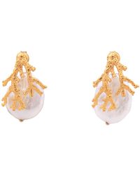 Oana Savu - Coral Branch Earrings Freshwater Pearls Wedding Bridal Ear Studs - Lyst
