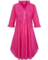 At Last - Annabel Cotton Tunic In Hand Woven Hot Pink - Lyst