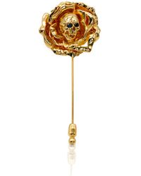 Kasun Thorn N' Roses Gold Brooch Lapel Pin - Metallic