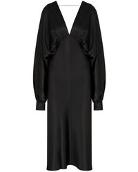 NAZLI CEREN - Mila V Neck Satin Dress - Lyst