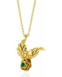 Unaloe - Vermeil Emerald Necklace – Rose Floral Pendant With Natural Emerald, Luxury Italian Handmade Jewelry For - Lyst