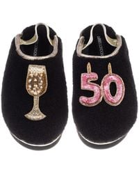 Laines London - Flatform Cloud Closed Toe Slippers With 50Th Birthday & Champagne Glass Brooches - Lyst