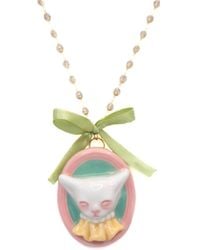 H2 Studio - Angry Puss Portrait Multi Use Brooch Cubic Zirconia Bead Necklace - Lyst