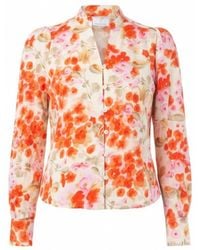 Franchetti Bond - Filide Pansies Ruffle Neck Blouse - Lyst