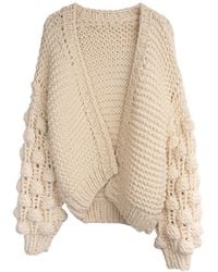 Saachi - Knit Ivory Cardigan With Bauble Sleeves - Lyst