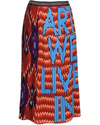 Lalipop Design - Geometric Pattern With Light Logo Print Pleated Midi Skirt - Lyst