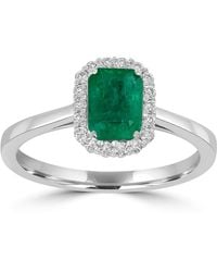 Artisan - Emerald-Cut Emerald & Diamond Halo Ring - Lyst