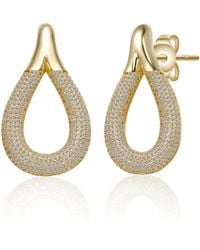 Genevive Jewelry - Plated With Clear Cubic Zirconia Raindrop Front-Facing Mini-Hoop Earrings - Lyst