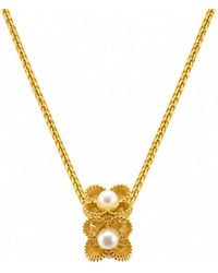 Angel Barocco - Beaded Double Flower Pearl Pendant Necklace - Lyst