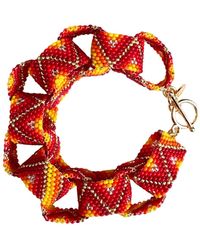 Iliana Arrazola - Bold Chunky Link Bracelet, And, Glass Beads, Beaded Jewelry - Lyst