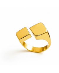 Silver & Elegant Co. - Geometric Cube Thick Plated Bronze Ring - Lyst