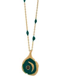 Ebru Jewelry - New Beginning Green Moon Enamel Chain Gold Necklace - Lyst