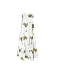 Pick Happy - Neutrals Pintuck Maxi Cotton Dress Palm Tree Polka Dots Ivory - Lyst