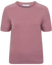Paul James Knitwear - Ultra Fine Cotton Cassie Saddle Shoulder Knitted T-Shirt - Lyst