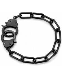 Jagged Halo Jewelry - Love Bond Handcuff Chain Bracelet Stainless Steel Rhodium Plating - Lyst