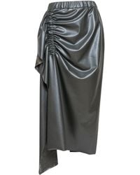 ARTISTA - Celeste Khaki Asymmetric Gathered Midi Skirt - Lyst