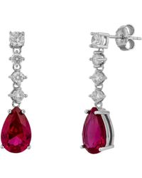 Spero London - Ruby Pear Shape Cubic Zirconia Sterling Drop Earrings - Lyst