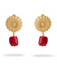 Ebru Jewelry - Scarlet Aura Coral Dangle Earrings - Lyst