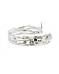 Isla Silver - Hinged Bangle With Topaz, Iolite & Amethyst - Lyst