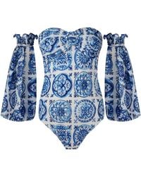 Nur Karaata - Madison Bleu Blanc Swimsuit - Lyst