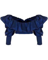 Nocturne - Royal Balloon Sleeve Crop Top - Lyst