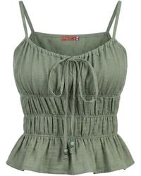 Lalipop Design - Sage Muslin Smocked Waist Tie-Front Camisole - Lyst