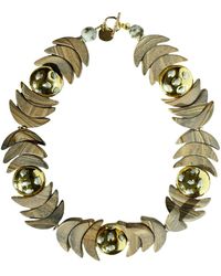 Edgar Navarro Jewelry - Neutrals Edgar Navarro Moon Phases Necklace With Picture Jasper And-Plated Pearl Encrusted Beads - Lyst
