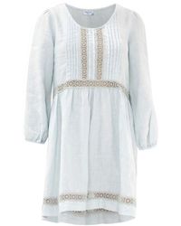 Haris Cotton - Lace Insert Linen Dress With Nervir - Lyst