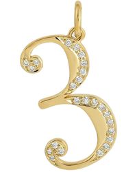 Artisan - 14k Solid Yellow Gold Pave Natural Diamond In Number Charm Pendant - Lyst