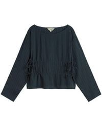 Thinking Mu - Striped Ruffled Ecovero Devin Blouse - Lyst