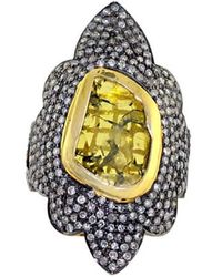 Artisan - Natural Pave Diamond 14k Gold 925 Sterling Silver Handmade Ring - Lyst