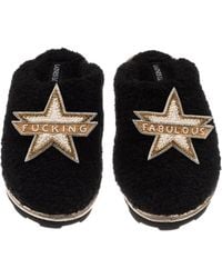 Laines London - Teddy Closed Toe Slippers With Fucking Fabulous Brooches - Lyst