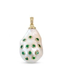 Artisan - 14K Emerald & Chinese Pearl Diamond Pendant - Lyst