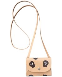 Aéhee New York - Neutrals Skull Card Holder Wallet With Shoulder Strap - Lyst