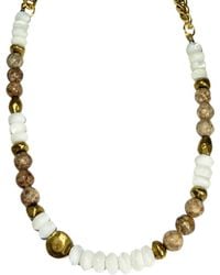 Rachel Nathan - Neutrals Crinoid Fossil & Mother Of Pearl Necklace - Lyst