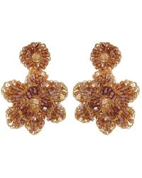 Lavish by Tricia Milaneze - Neutrals / Amber & Gold Mini Blossom Handmade Crochet Earrings - Lyst