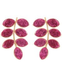 Lavani Jewels - Fuchsia Pink Statement Leaf Earrings - Lyst
