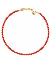 Unaloe - Natural Mediterranean Coral Necklace For – Vermeil Adjustable Coral Bead Jewelry, Handmade - Lyst