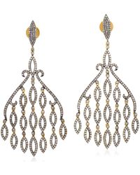 Artisan - Natural Diamond 18k Gold 925 Sterling Silver Chandelier Earrings Jewelry - Lyst