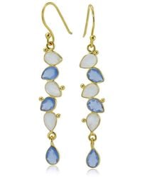 Isla Silver - Moonstone & Chalcedony Drop Earrings - Lyst