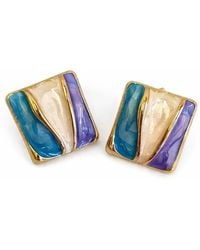 Nuvv Collection - Plated Enamel Square Stud Earrings - Lyst