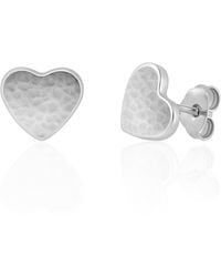 Unaloe - Sterling Hammered Heart Stud Earrings – Contemporary Minimalist Designer Jewelry For - Lyst