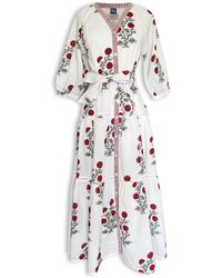 Pick Happy - Botanica Maxi Cotton Dress Rouge - Lyst