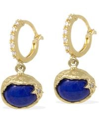 Vintouch Italy - Ad Astra-Plated Lapis Lazuli Mini Hoop Earrings - Lyst