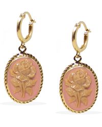 Vintouch Italy - Plated Rose Cameo Hoop Earrings - Lyst