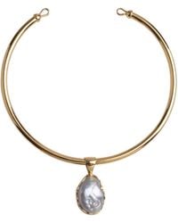 LINYA JEWELLERY - Magma Baroque Pearl Choker & Plated Necklace, Pearl Wedding Choker - Lyst