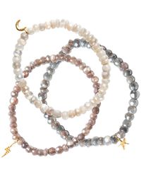 Goddess Charms - Neutrals Moon Stone Bracelet - Lyst