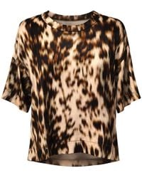 Oh!Zuza - Neutrals Echo Oversized Viscose Satin T-Shirt – Chocolate Print - Lyst