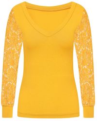 Sophie Cameron Davies - Mustard Yellow Cotton V-neck Top - Lyst