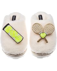 Laines London - Teddy Closed Toe Slippers With Tennis Lover Brooches - Lyst